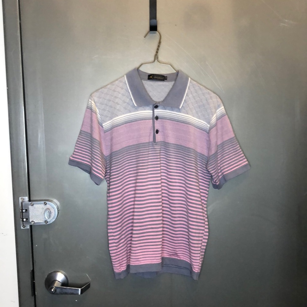 Jazzhero pink Grey stripe polo